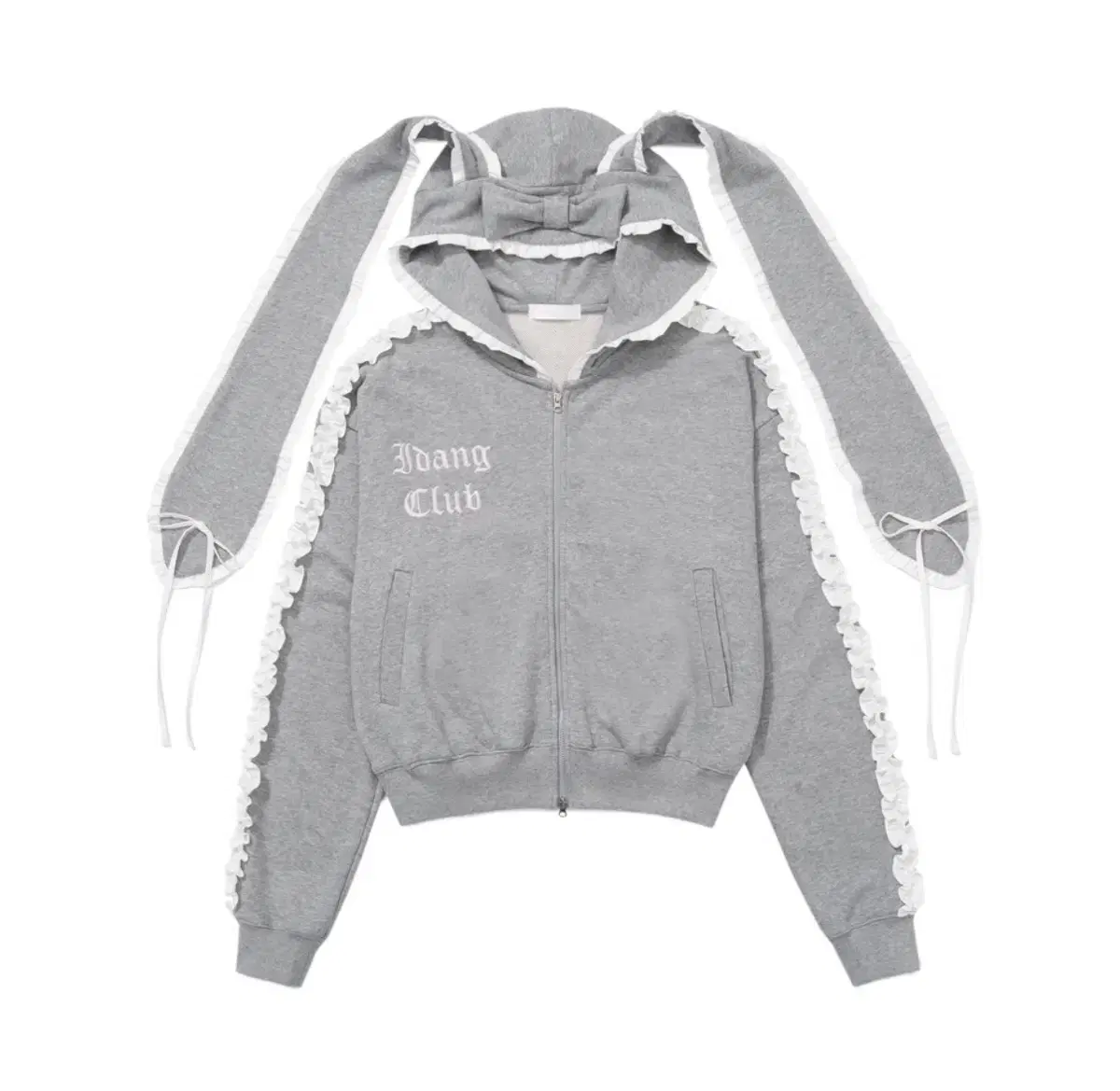 Idang Club Usagi Rabbit Ear Hoodie Zip-up Gray idang Jirai Kei